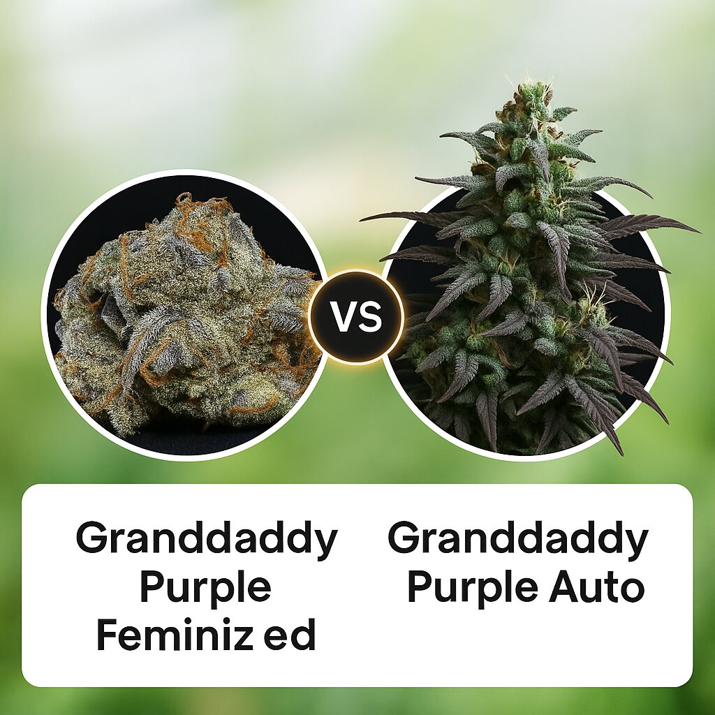 Granddaddy Purple (Bighead Seeds) vs Granddaddy Purple Auto (Royal Queen Seeds) Cannabissamenvergleich