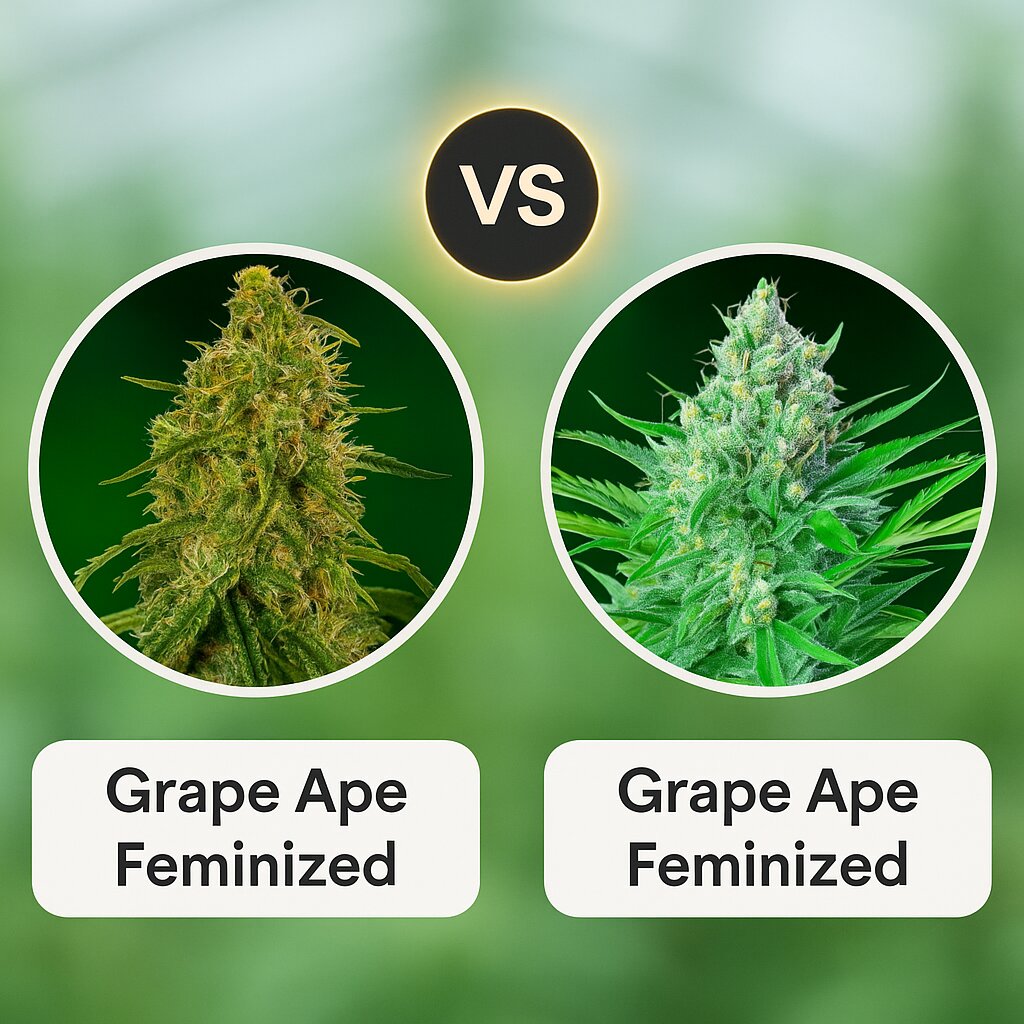 Grape Ape (Barneys Farm) vs Grape Ape (Royal Queen Seeds) Vergleich von Cannabissamen