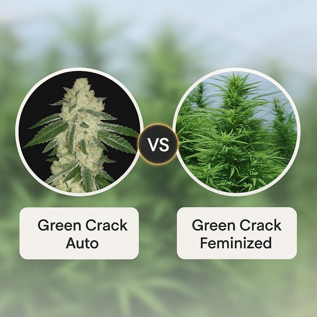 Green Crack Auto (FastBuds) vs Green Crack (Humboldt Seed Organization) Vergleich von Cannabissamen