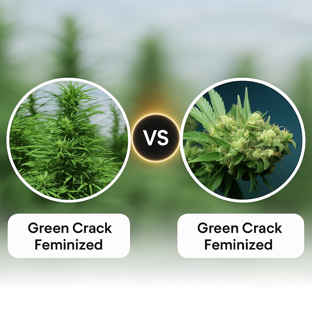 Green Crack (Humboldt Seed Organization) vs Green Crack (Cali Weed) Cannabissamenvergleich