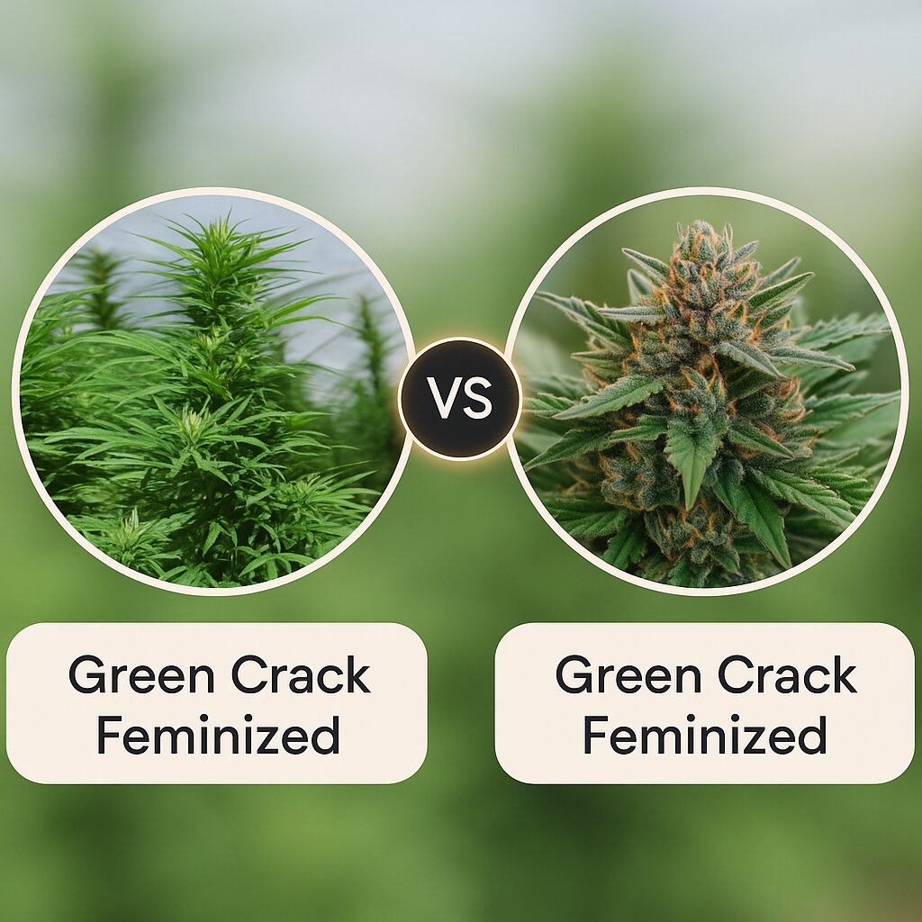 Green Crack (Humboldt Seed Organization) vs Green Crack (SickMeds Seeds) Vergleich von Cannabissamen