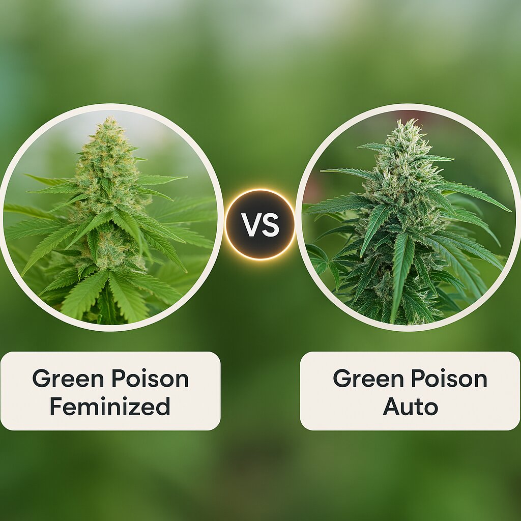 Green Poison (Sweet Seeds) vs Green Poison Auto (Sweet Seeds) Cannabis Samen Vergleich