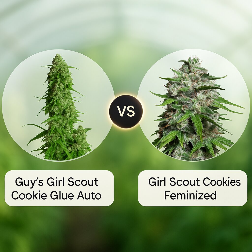 Guy's Girl Scout Cookie Glue Auto (Dr Krippling) vs Girl Scout Cookies (Bighead Seeds) Vergleich von Cannabissamen