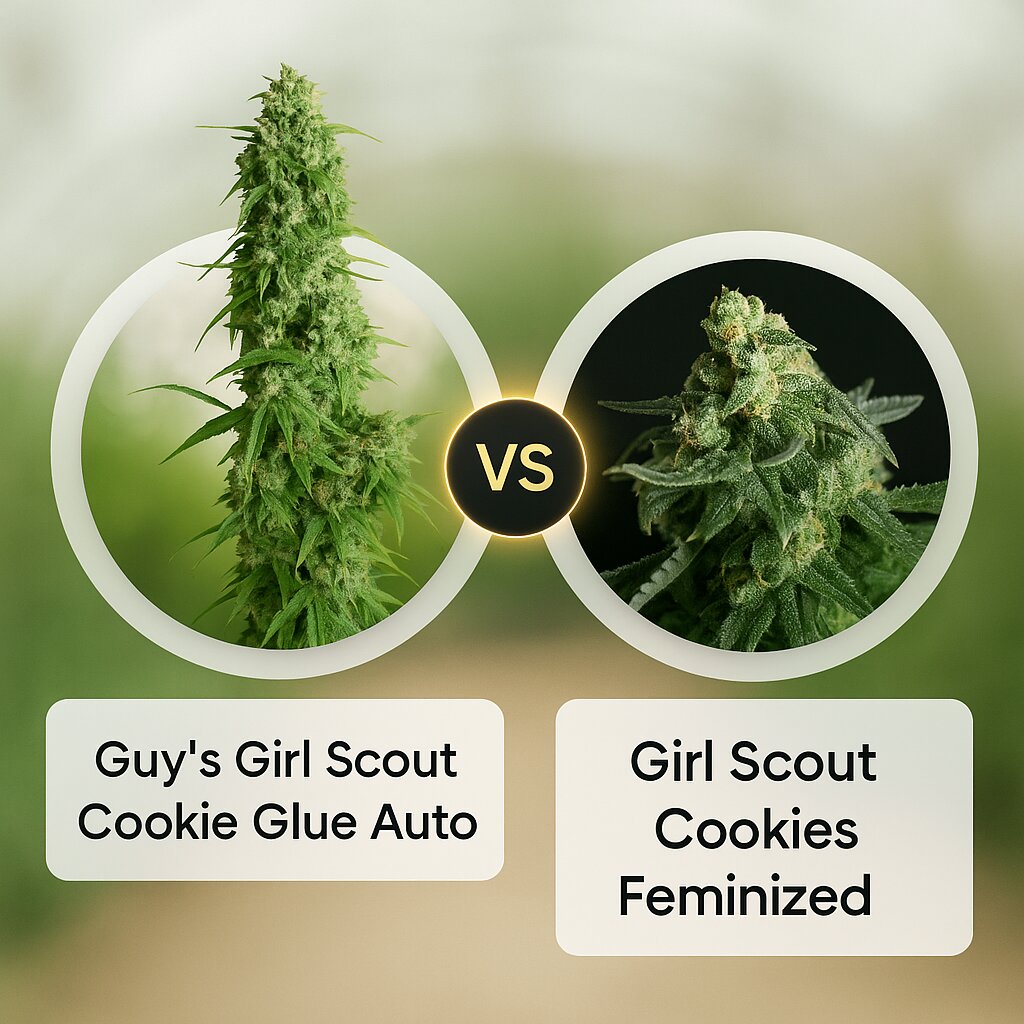 Guy's Girl Scout Cookie Glue Auto (Dr Krippling) vs Girl Scout Cookies (Tyrol Seeds) Cannabis Samen Vergleich