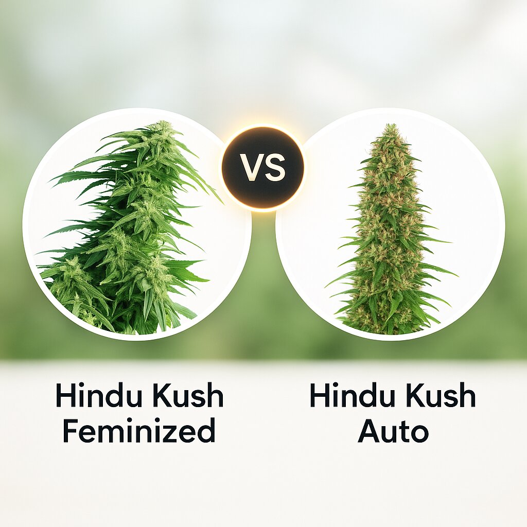 Hindu Kush (Sensi Seeds) vs Hindu Kush Auto (Sensi Seeds) Cannabis Samen Vergleich