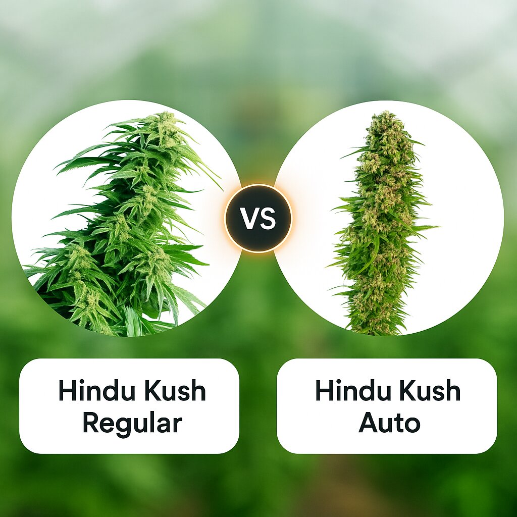 Hindu Kush (Seedsman) vs Hindu Kush Auto (Sensi Seeds) Vergleich von Cannabissamen