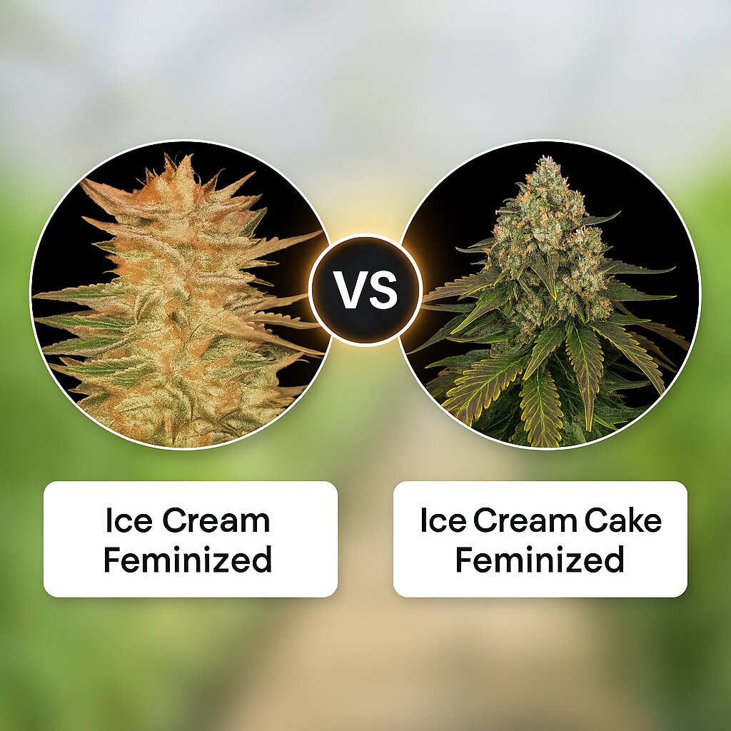 Ice Cream (Paradise Seeds) vs Ice Cream Cake (Barneys Farm) Vergleich von Cannabissamen
