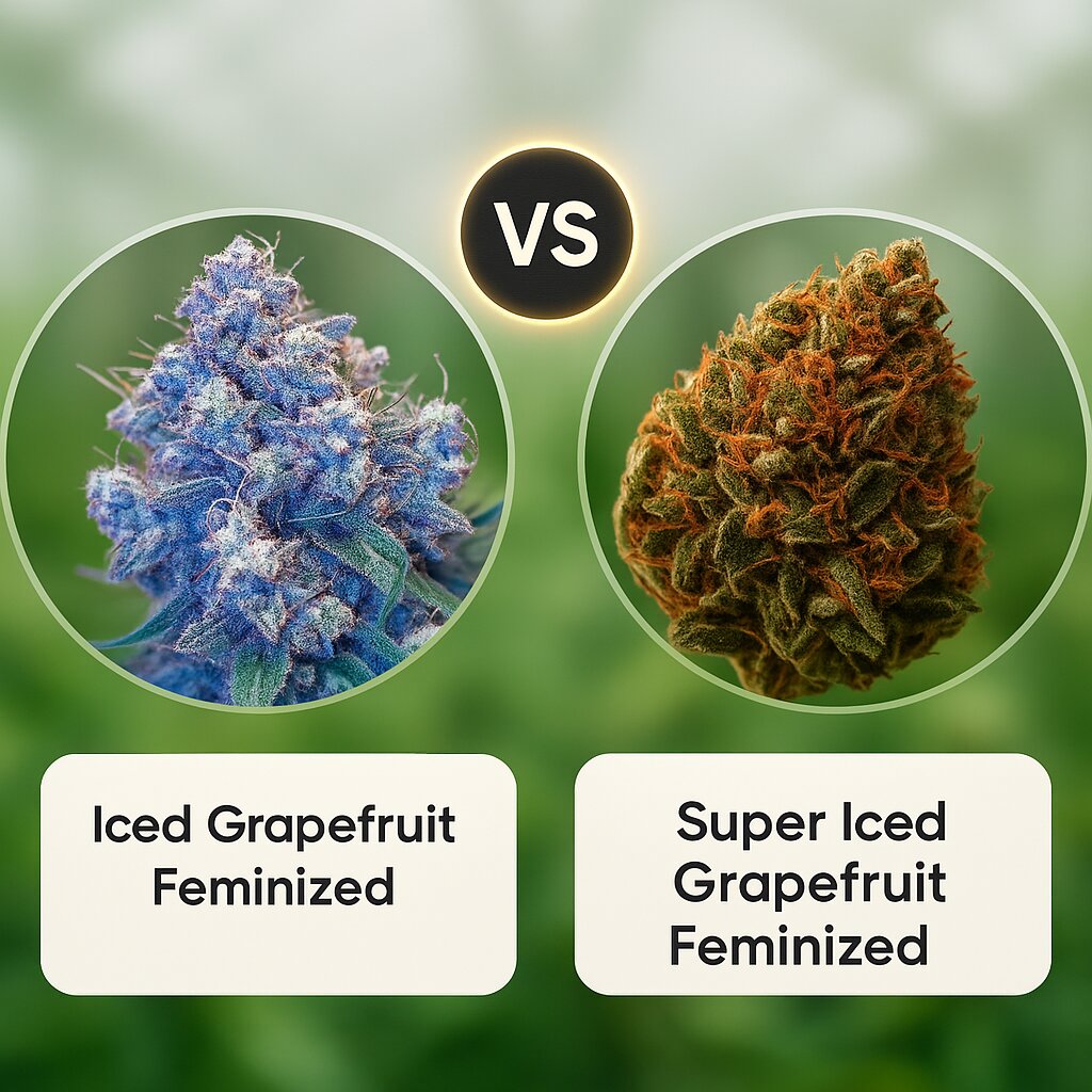 Iced Grapefruit (Female Seeds) vs Super Iced Grapefruit (Tyrol Seeds) Vergleich von Cannabissamen