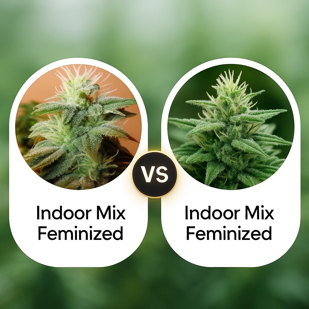 Indoor Mix (Female Seeds) vs Indoor Mix (Nirvana Seeds) Vergleich von Cannabissamen