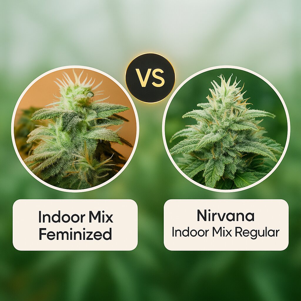 Indoor Mix (Female Seeds) vs Nirvana Indoor Mix (Nirvana Seeds) Vergleich von Cannabissamen