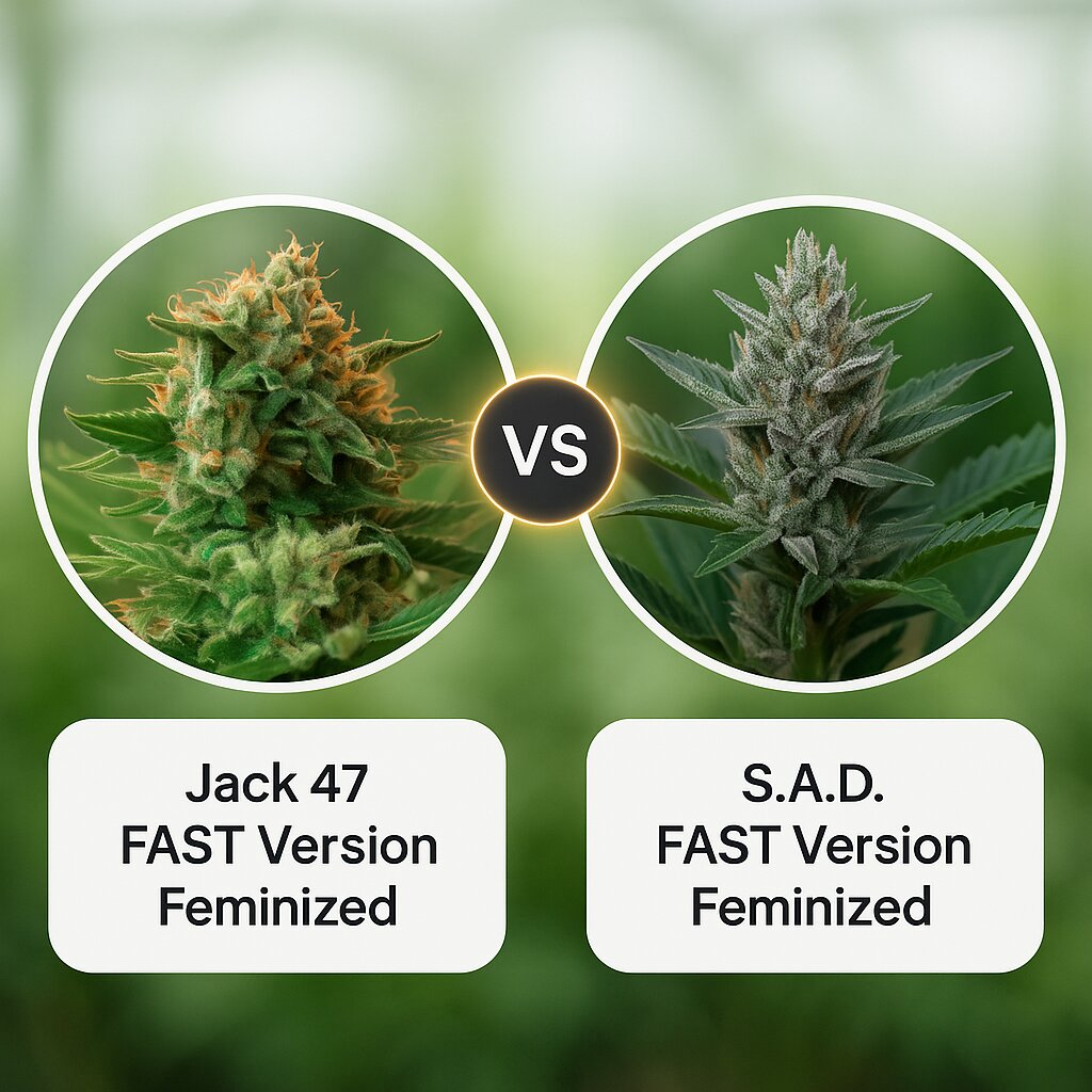 Jack 47 FAST Version (Sweet Seeds) vs S.A.D. FAST Version (Sweet Seeds) Cannabissamenvergleich