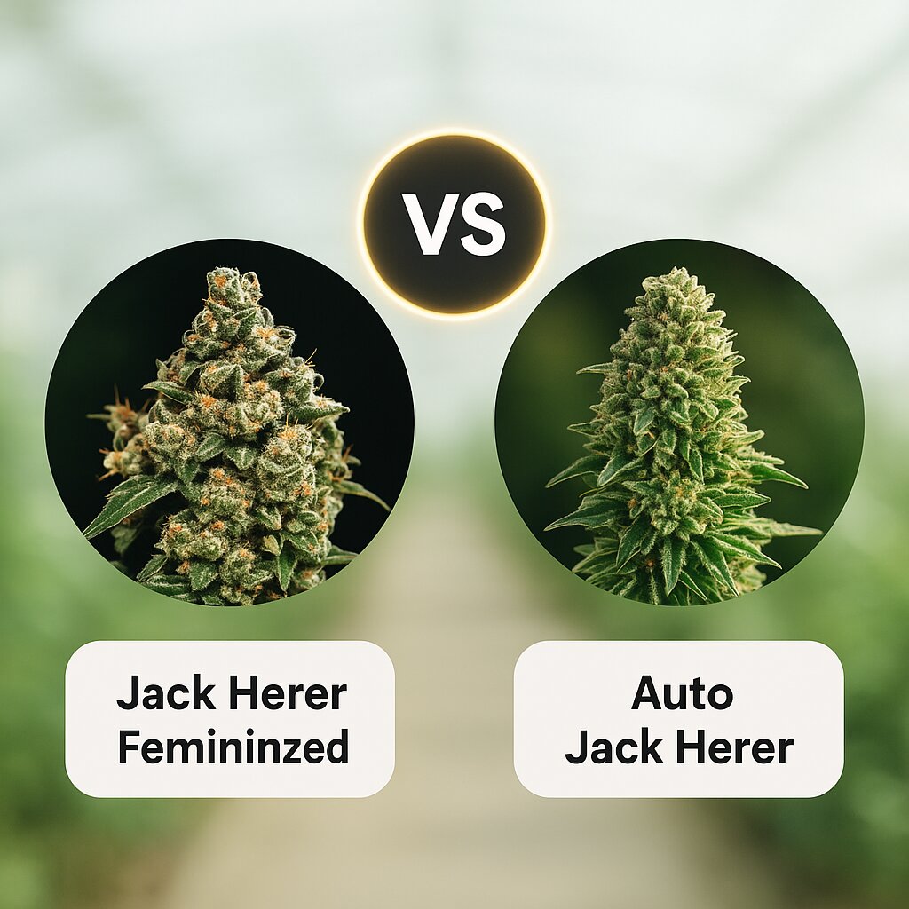 Jack Herer (Greenhouse Seed Co) vs Auto Jack Herer (Advanced Seeds) Vergleich von Cannabissamen