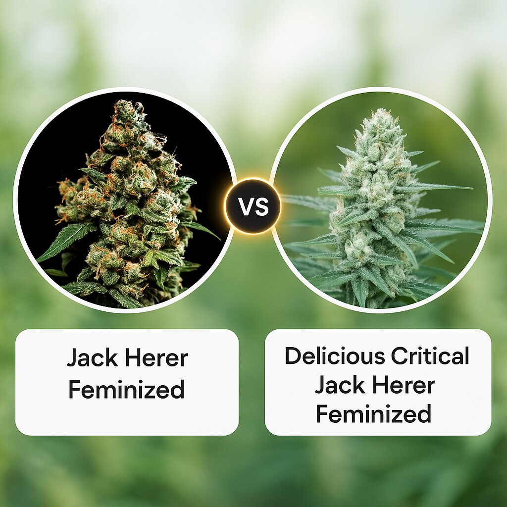 Jack Herer (Greenhouse Seed Co) vs Delicious Critical Jack Herer (Delicious Seeds) Vergleich von Cannabissamen