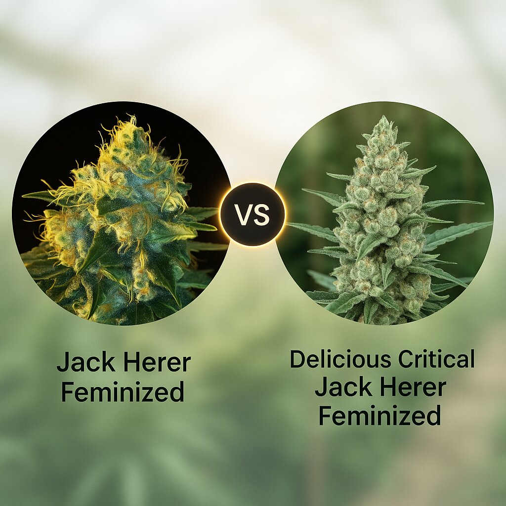 Jack Herer (Vision Seeds) vs Delicious Critical Jack Herer (Delicious Seeds) Vergleich von Cannabissamen
