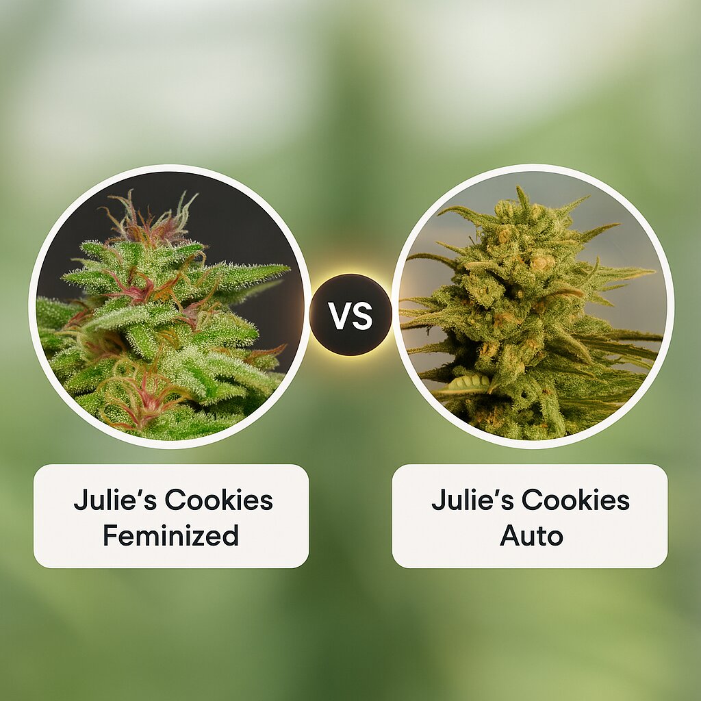 Julie's Cookies (Bighead Seeds) vs Julie's Cookies Auto (Bighead Seeds) Cannabissamenvergleich