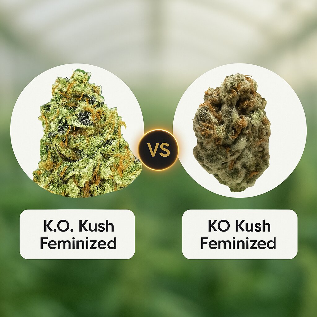 K.O. Kush (Heavyweight Seeds) vs KO Kush (Growers Choice) Cannabis Samen Vergleich