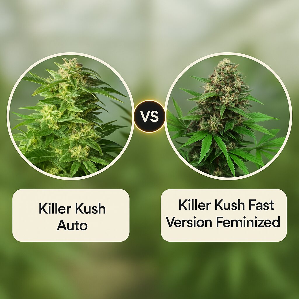 Killer Kush Auto (Sweet Seeds) vs Killer Kush Fast Version (Sweet Seeds) Cannabissamenvergleich