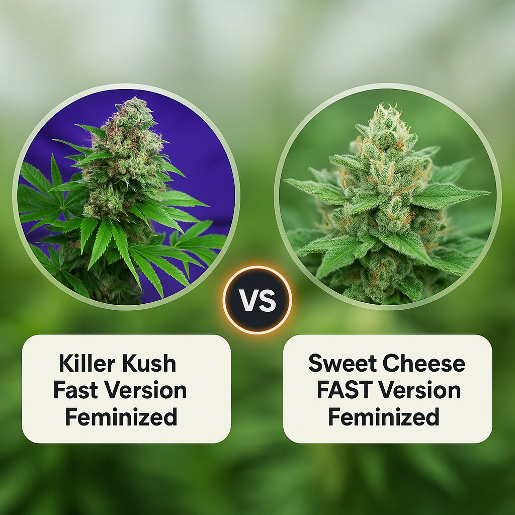 Killer Kush Fast Version (Sweet Seeds) vs Sweet Cheese FAST Version (Sweet Seeds) Vergleich von Cannabissamen