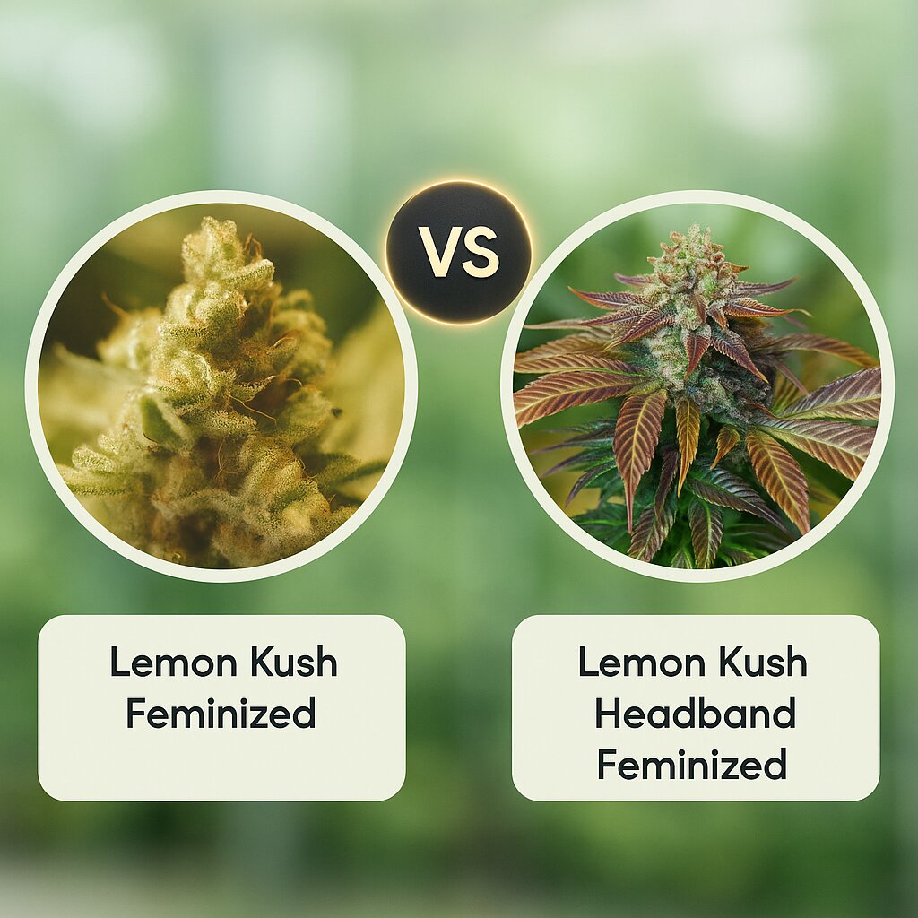 Lemon Kush (Female Seeds) vs Lemon Kush Headband (Humboldt Seed Organization) Cannabis-Samenvergleich