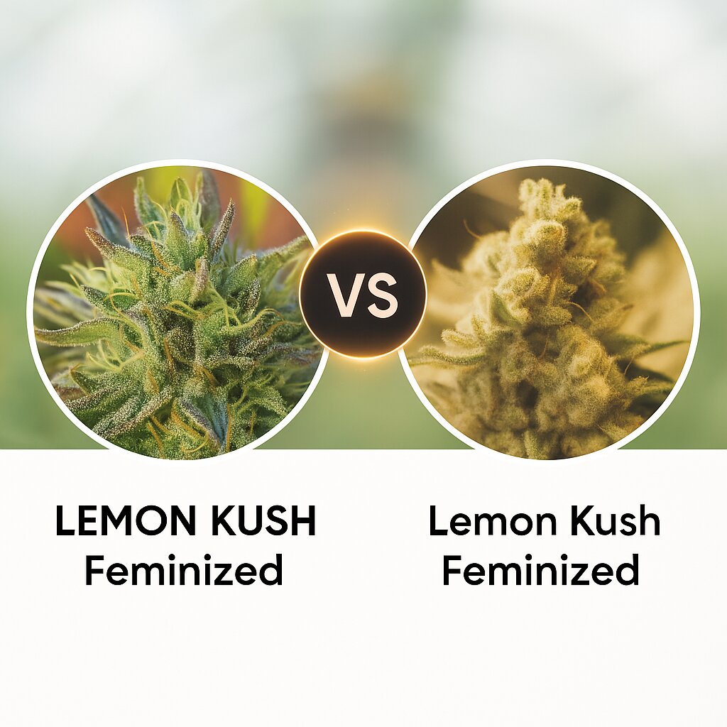 LEMON KUSH (Humboldt Seed Company) vs Lemon Kush (Female Seeds) Vergleich von Cannabissamen