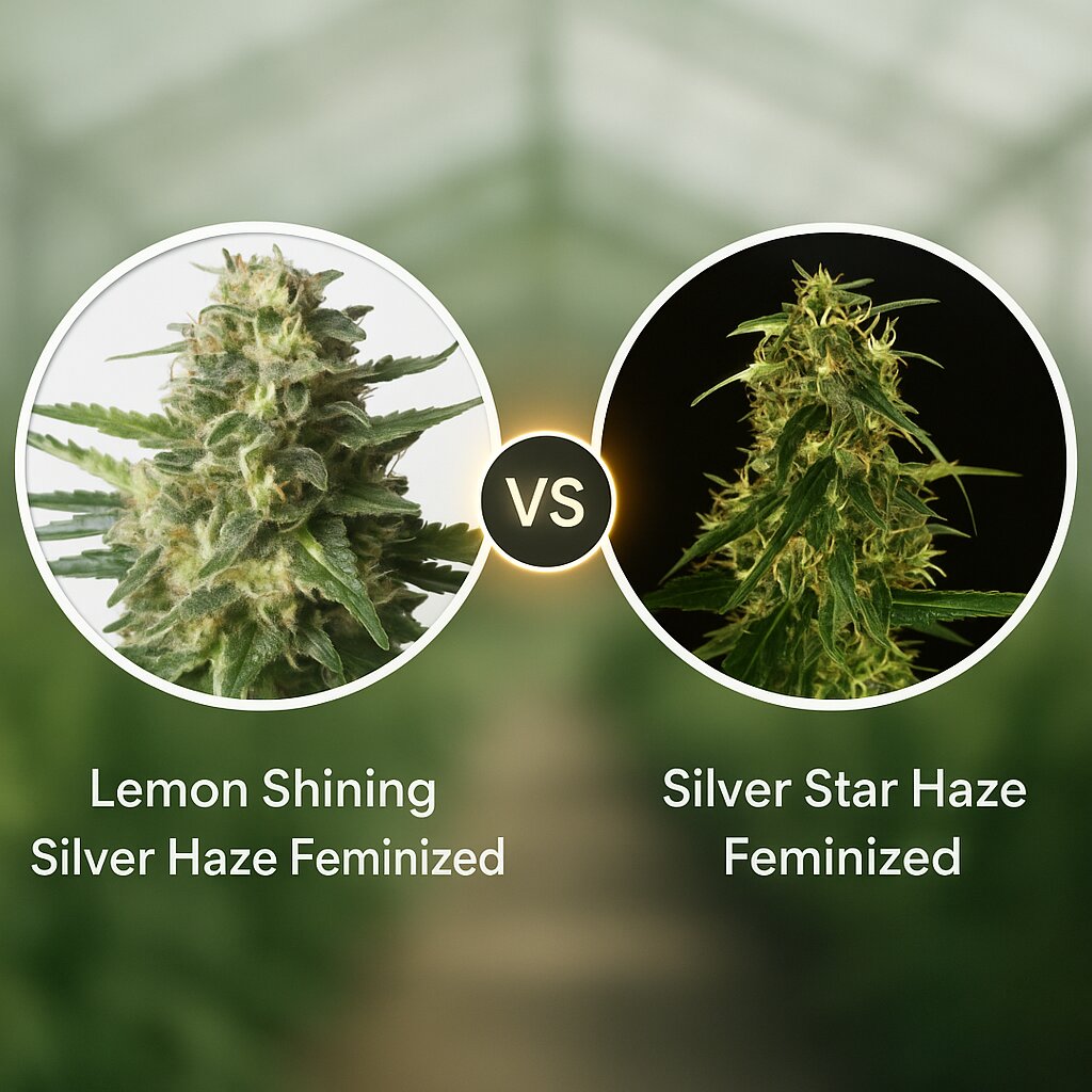 Lemon Shining Silver Haze (Royal Queen Seeds) vs Silver Star Haze (Bulldog Seeds) Vergleich von Cannabissamen