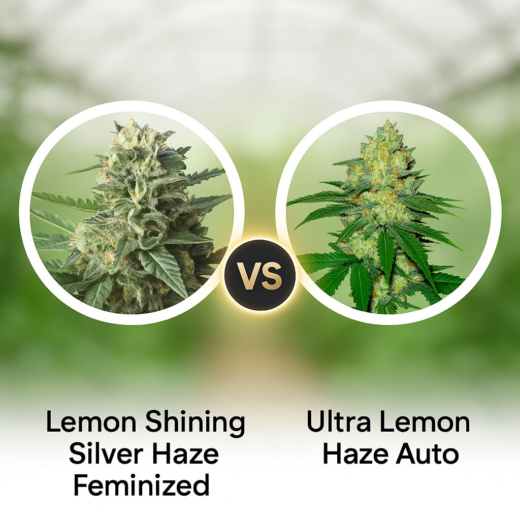 Lemon Shining Silver Haze (Royal Queen Seeds) vs Ultra Lemon Haze (Auto Seeds) Vergleich von Cannabissamen