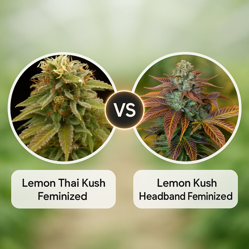 Lemon Thai Kush (Humboldt Seed Organization) vs Lemon Kush Headband (Humboldt Seed Organization) Vergleich von Cannabissamen