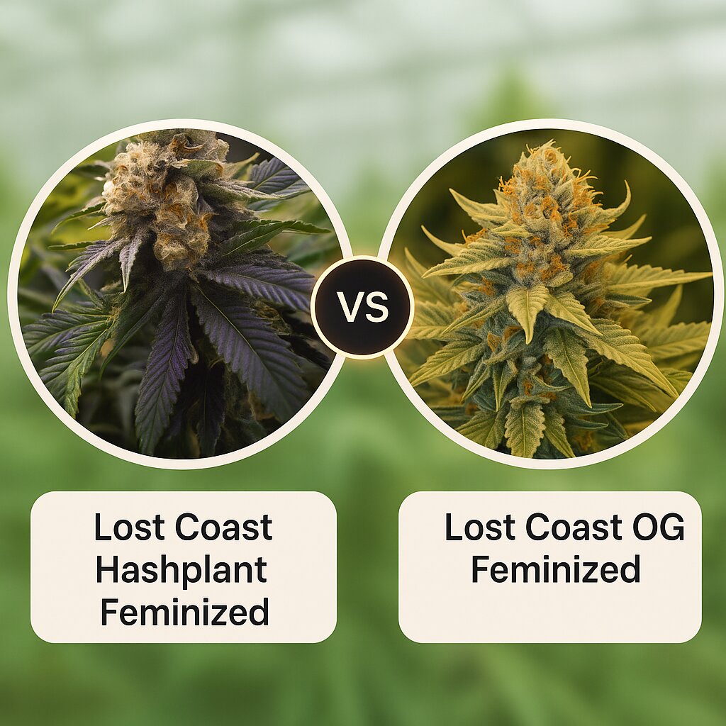 Lost Coast Hashplant (Humboldt Seed Organization) vs Lost Coast OG (Humboldt Seed Organization) Vergleich von Cannabissamen