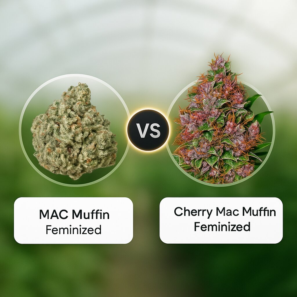 MAC Muffin (TasteBudz) vs Cherry Mac Muffin (Advanced Genetics Seeds) Cannabissamenvergleich