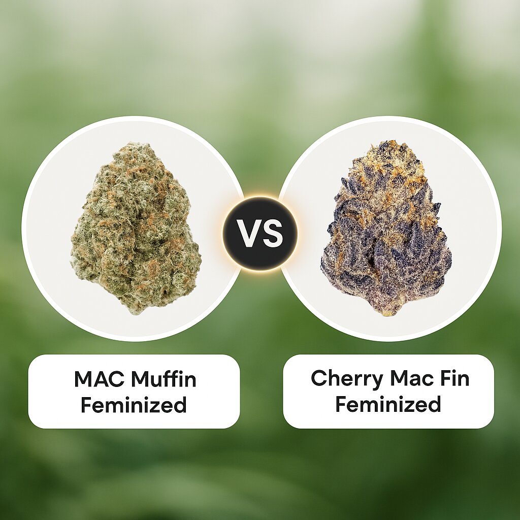 MAC Muffin (TasteBudz) vs Cherry Mac Muffin (Growers Choice) Cannabis-Samen-Vergleich