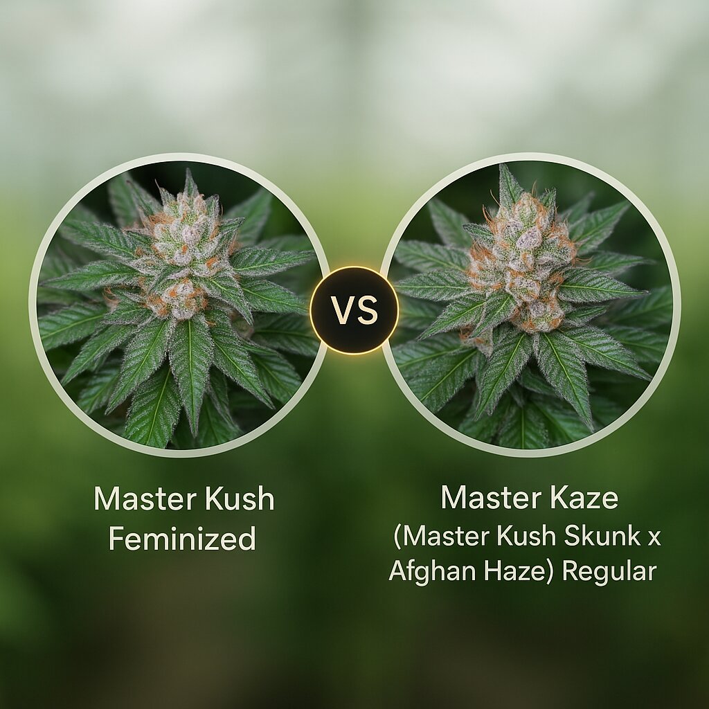 Master Kush (Humboldt Seed Organization) vs Master Kaze (Master Kush Skunk x Afghan Haze) (Mr Nice Seedbank) Vergleich von Cannabissamen