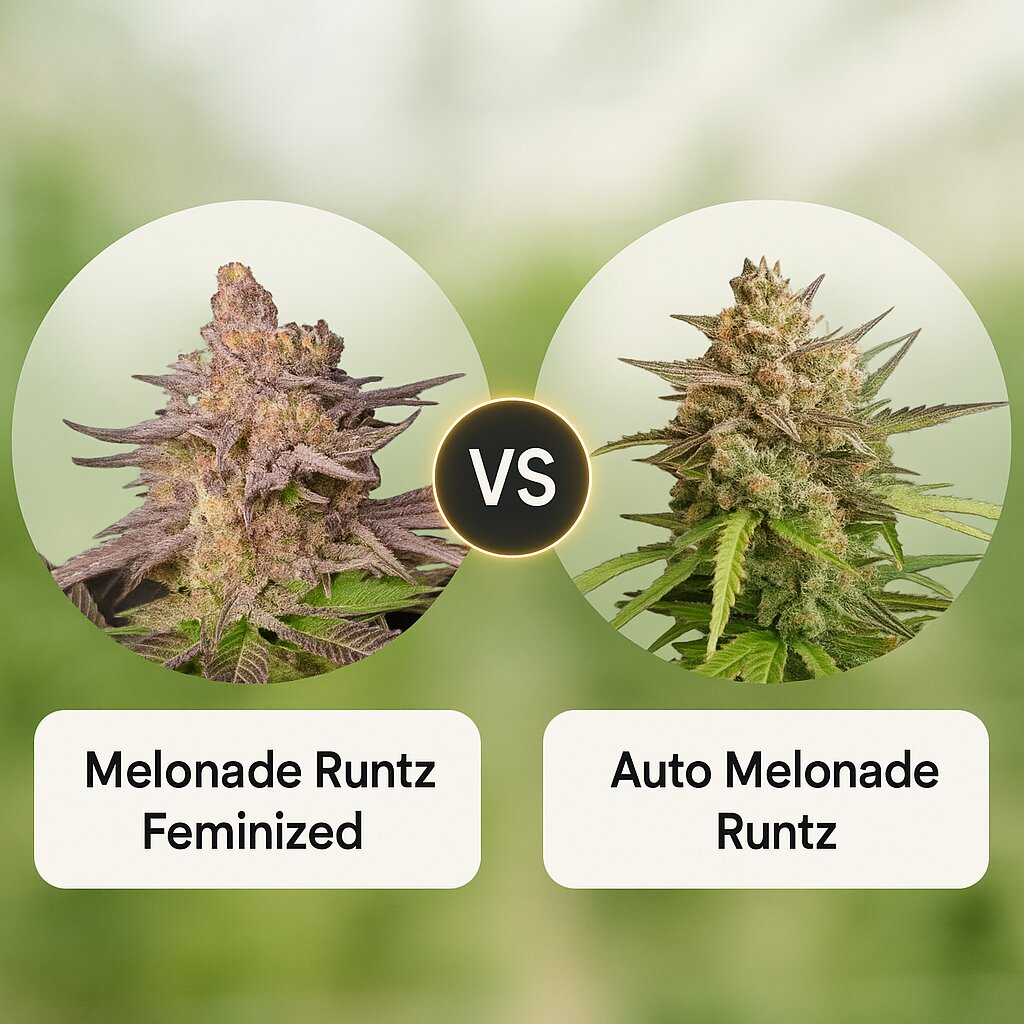 Melonade Runtz (Dutch Passion) vs Auto Melonade Runtz (Dutch Passion) Cannabis Samen Vergleich