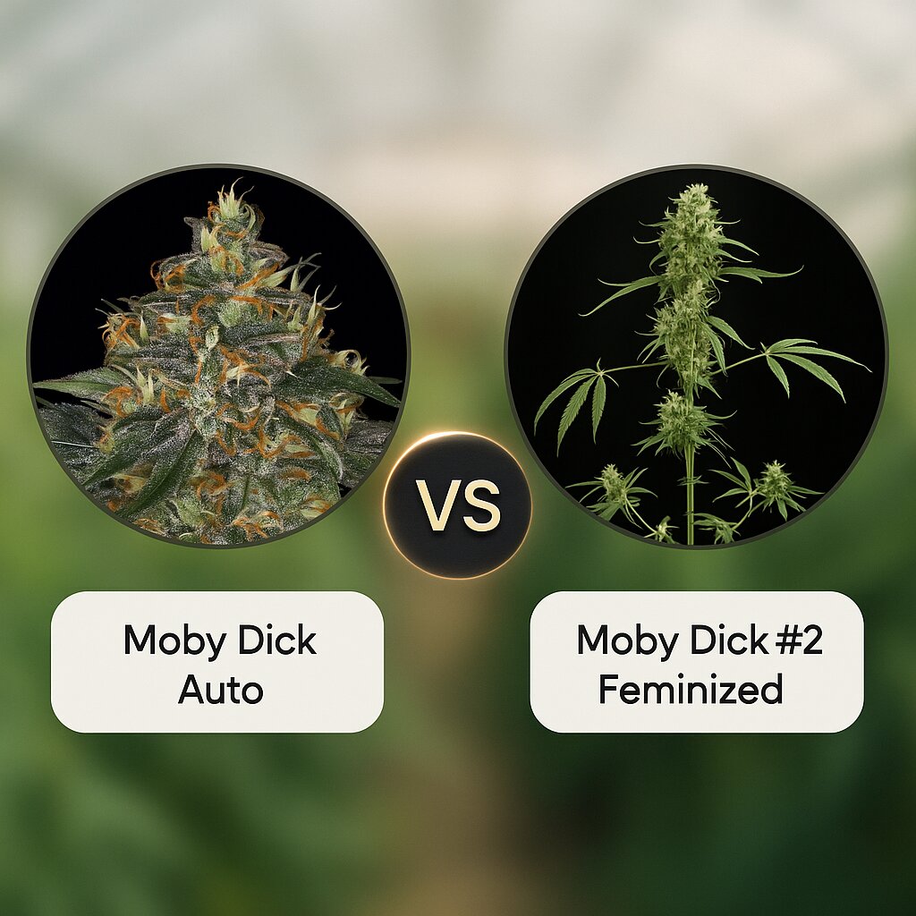 Moby Dick Auto (Barneys Farm) vs Moby Dick #2 (DinaFem Seeds) Vergleich von Cannabissamen