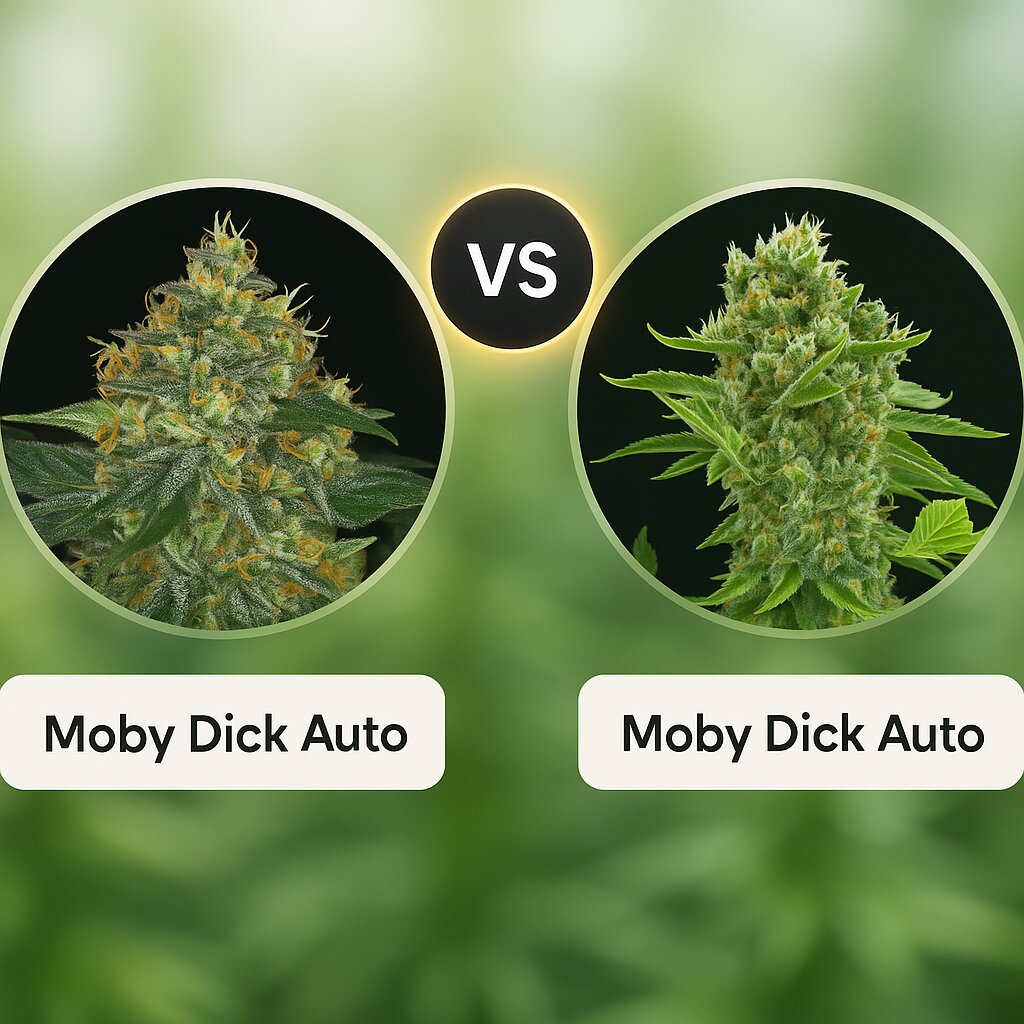 Moby Dick Auto (Barneys Farm) vs Moby Dick Auto (DinaFem Seeds) Cannabissamenvergleich