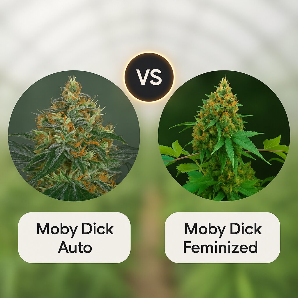 Moby Dick Auto (Barneys Farm) vs Moby Dick (DinaFem Seeds) Vergleich von Cannabissamen