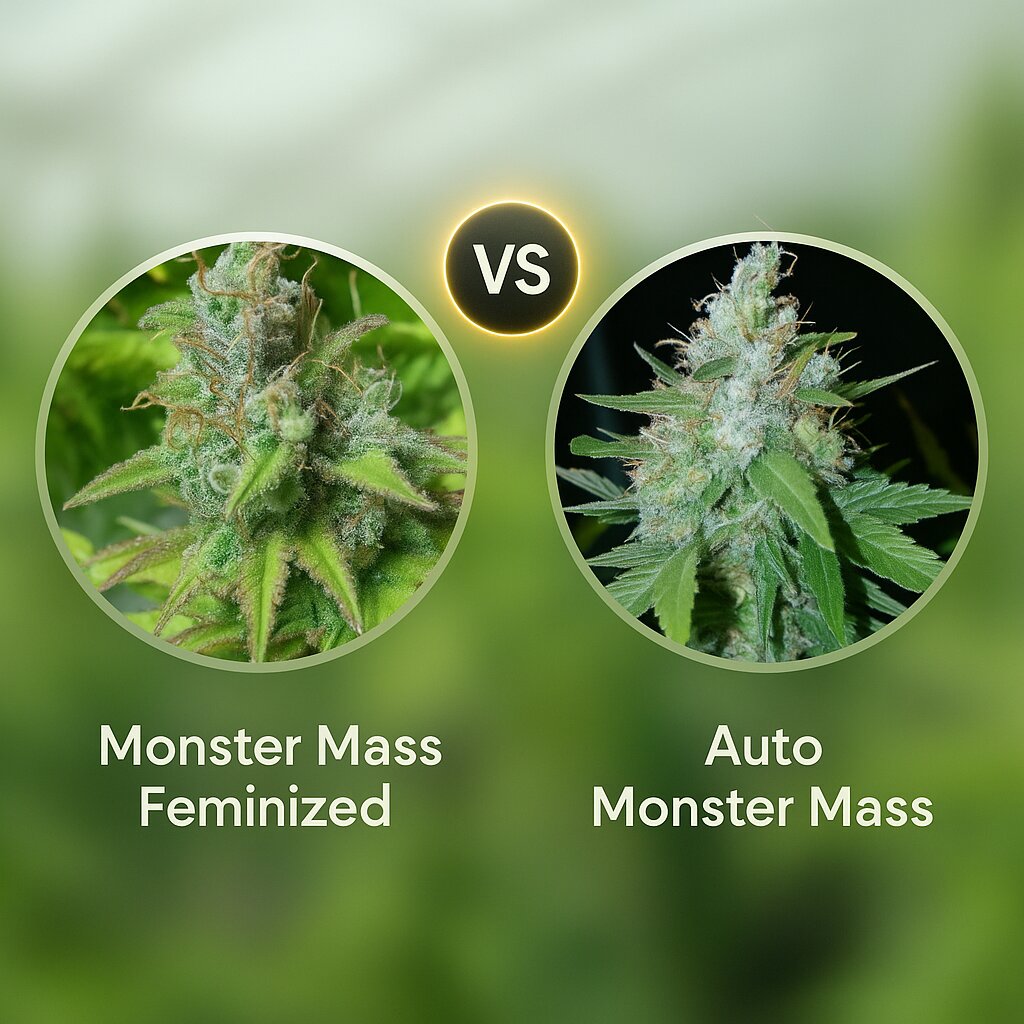 Monster Mass (Critical Mass Collective) vs Auto Monster Mass (Critical Mass Collective) Cannabissamen Vergleich