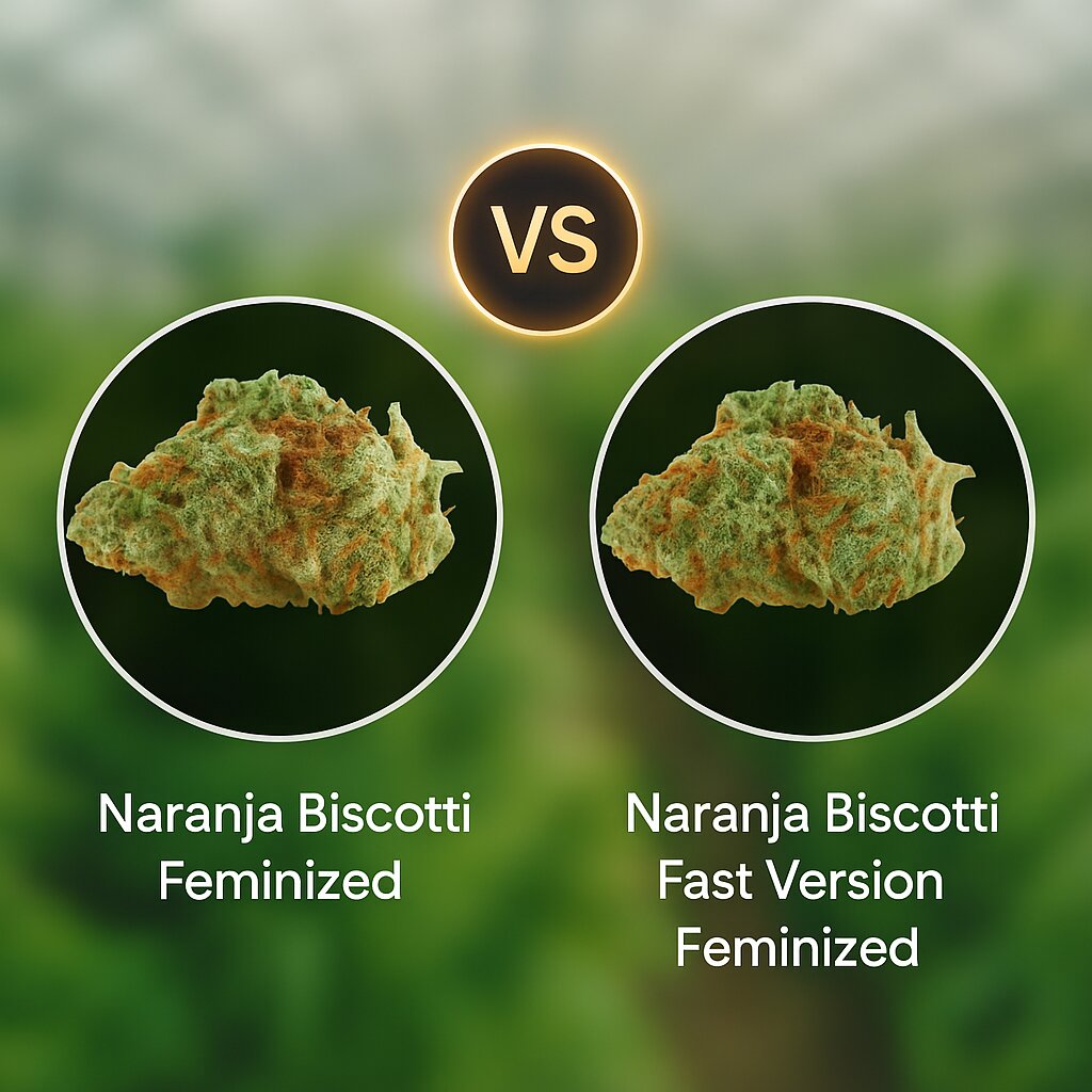 Naranja Biscotti (Growers Choice) vs Naranja Biscotti Fast Version (Growers Choice) Vergleich von Cannabissamen