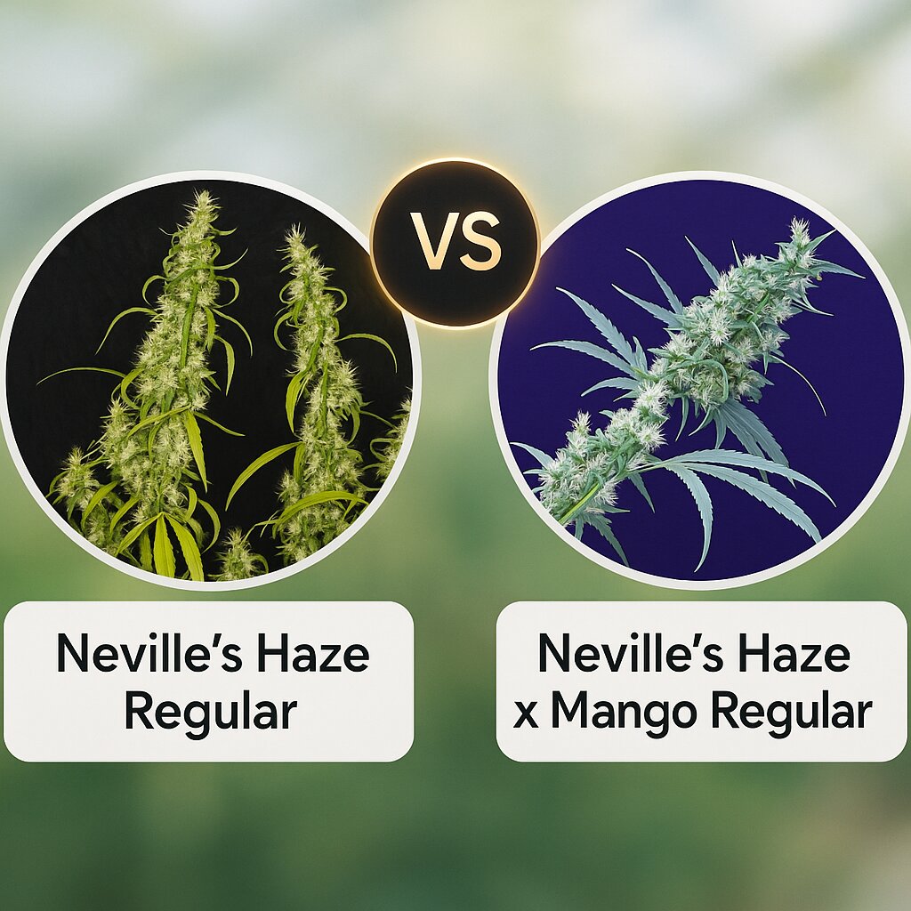 Neville's Haze (Mr Nice Seedbank) vs Neville's Haze x Mango (Mr Nice Seedbank) Cannabissamenvergleich