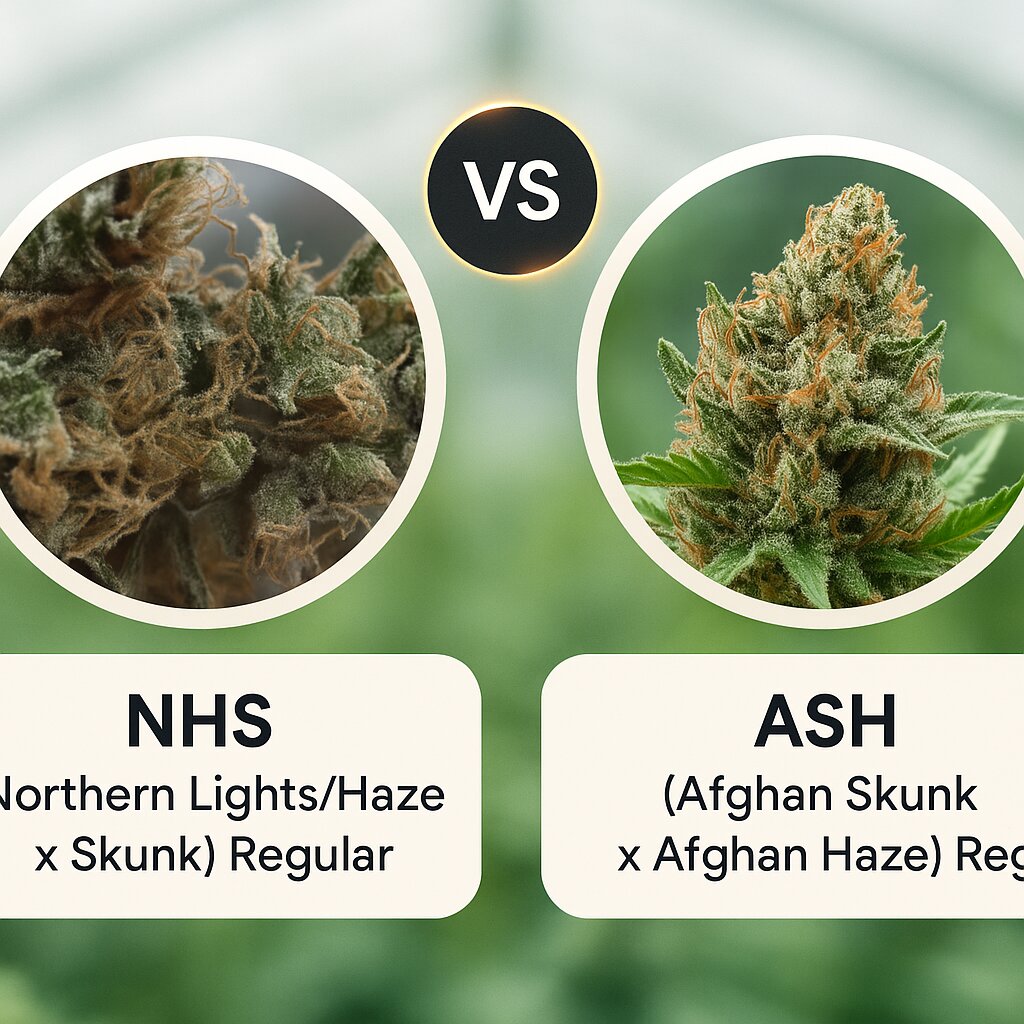 NHS (Northern Lights/Haze x Skunk) (Mr Nice Seedbank) vs ASH (Afghan Skunk x Afghan Haze) (Mr Nice Seedbank) Vergleich von Cannabissamen