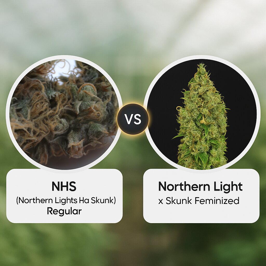 NHS (Northern Lights/Haze x Skunk) (Mr Nice Seedbank) vs Northern Light x Skunk (World of Seeds) Cannabis Samen Vergleich