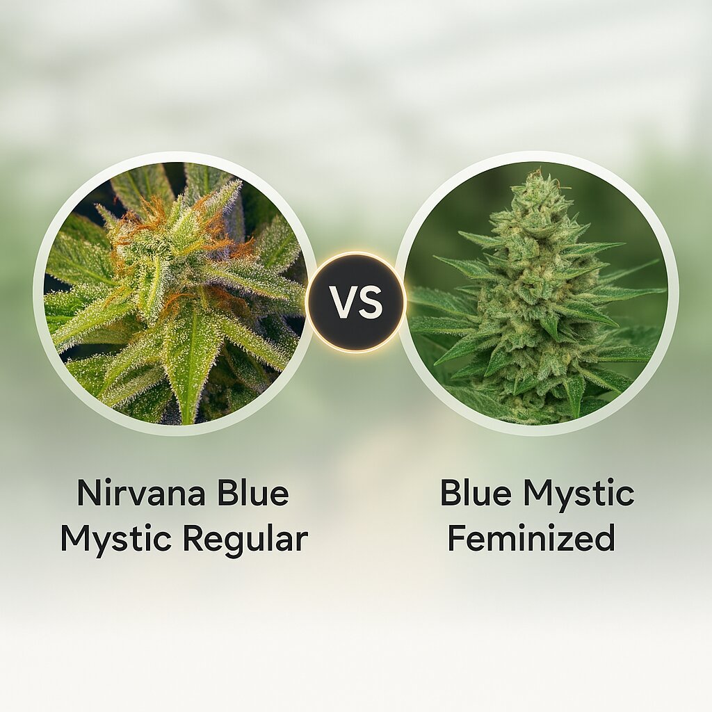 Nirvana Blue Mystic (Nirvana Seeds) vs Blue Mystic (Royal Queen Seeds) Cannabissamenvergleich
