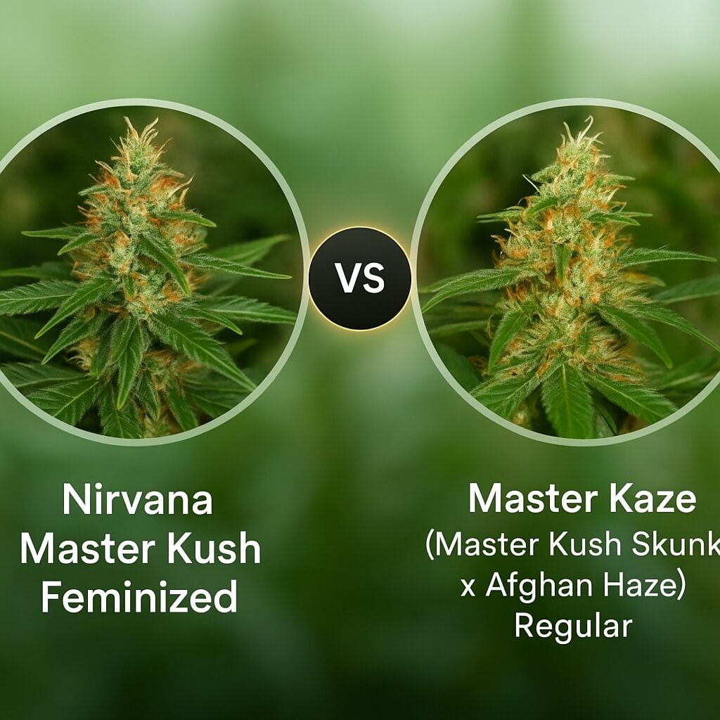 Nirvana Master Kush (Nirvana Seeds) vs Master Kaze (Master Kush Skunk x Afghan Haze) (Mr Nice Seedbank) Cannabis Samen Vergleich