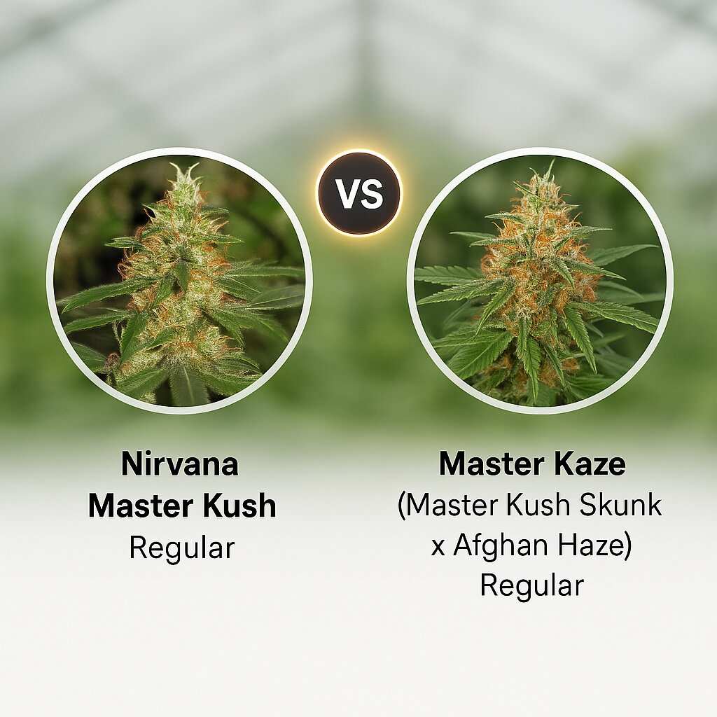Nirvana Master Kush (Nirvana Seeds) vs Master Kaze (Master Kush Skunk x Afghan Haze) (Mr Nice Seedbank) Vergleich von Cannabissamen