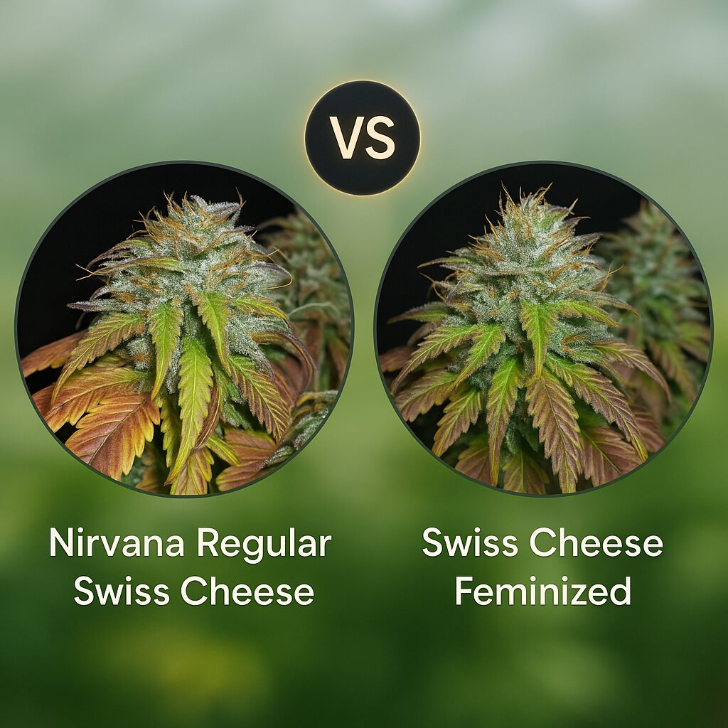 Nirvana Regular Swiss Cheese (Nirvana Seeds) vs Swiss Cheese (Nirvana Seeds) Vergleich von Cannabissamen