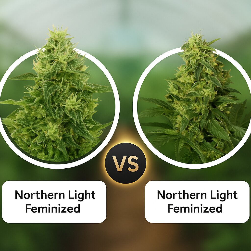 Northern Light (Royal Queen Seeds) vs Northern Light (Bulldog Seeds) Vergleich von Cannabissamen