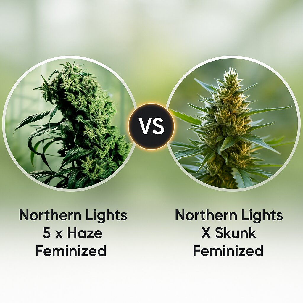 Northern Lights 5 x Haze (Sensi Seeds) vs Northern Lights X Skunk (G13 Labs) Cannabis-Samen-Vergleich