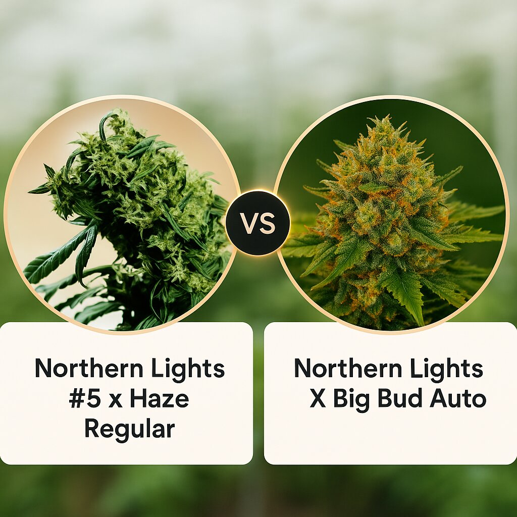 Northern Lights #5 x Haze (Sensi Seeds) vs Northern Lights X Big Bud Auto (World of Seeds) Vergleich von Cannabissamen