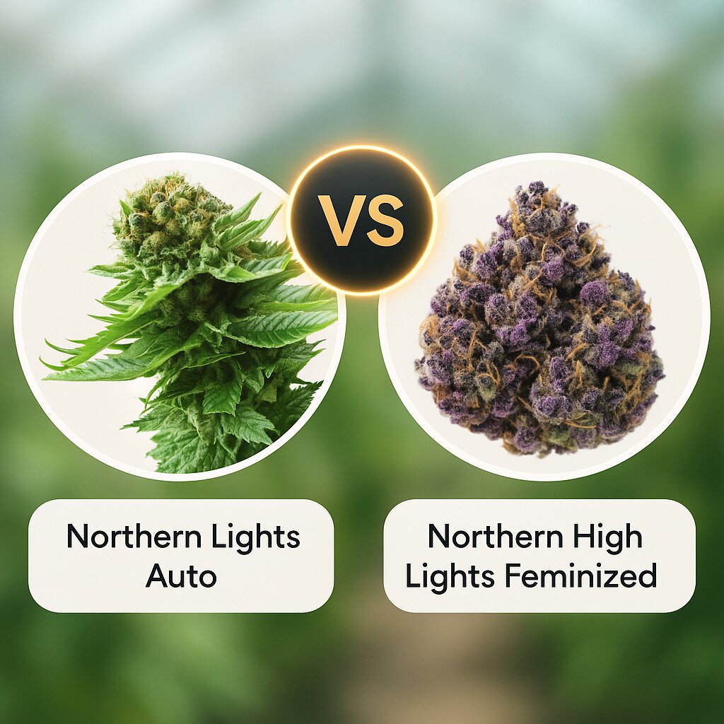 Northern Lights Auto (Sensi Seeds) vs Northern High Lights (Advanced Genetics Seeds) Cannabis-Samenvergleich