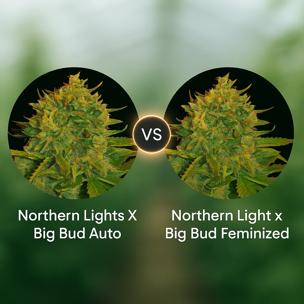 Northern Lights X Big Bud Auto (World of Seeds) vs Northern Light x Big Bud (World of Seeds) Cannabis Samen Vergleich