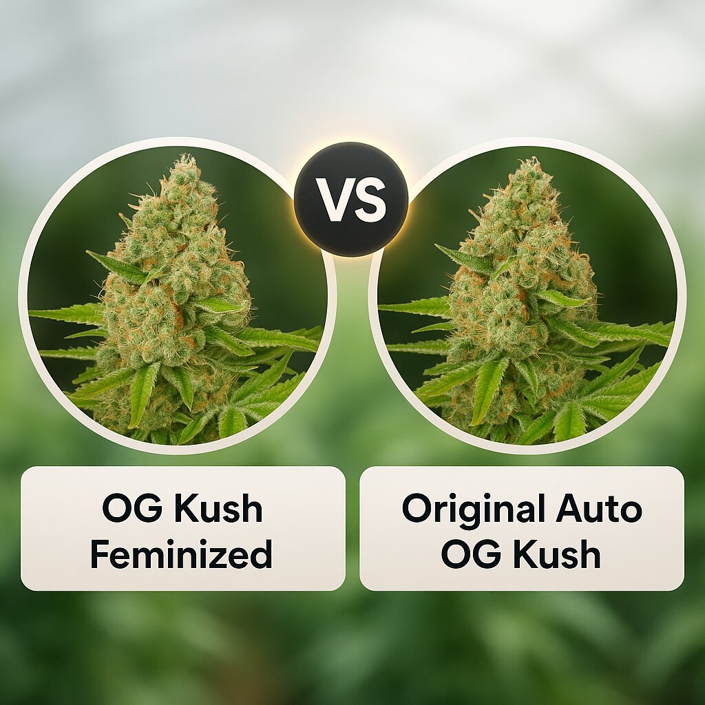 OG Kush (DinaFem Seeds) vs Original Auto OG Kush (FastBuds) Vergleich von Cannabissamen